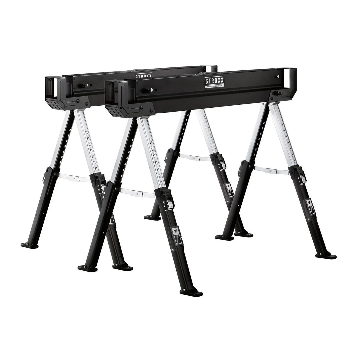 Set banc de lucru STROXX, 2 capre pliabile, inaltime reglabila