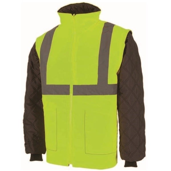 Jacheta vatuita Brighton, marime XL, matlasata, de tip 2 in 1, culoare galben fluorescent