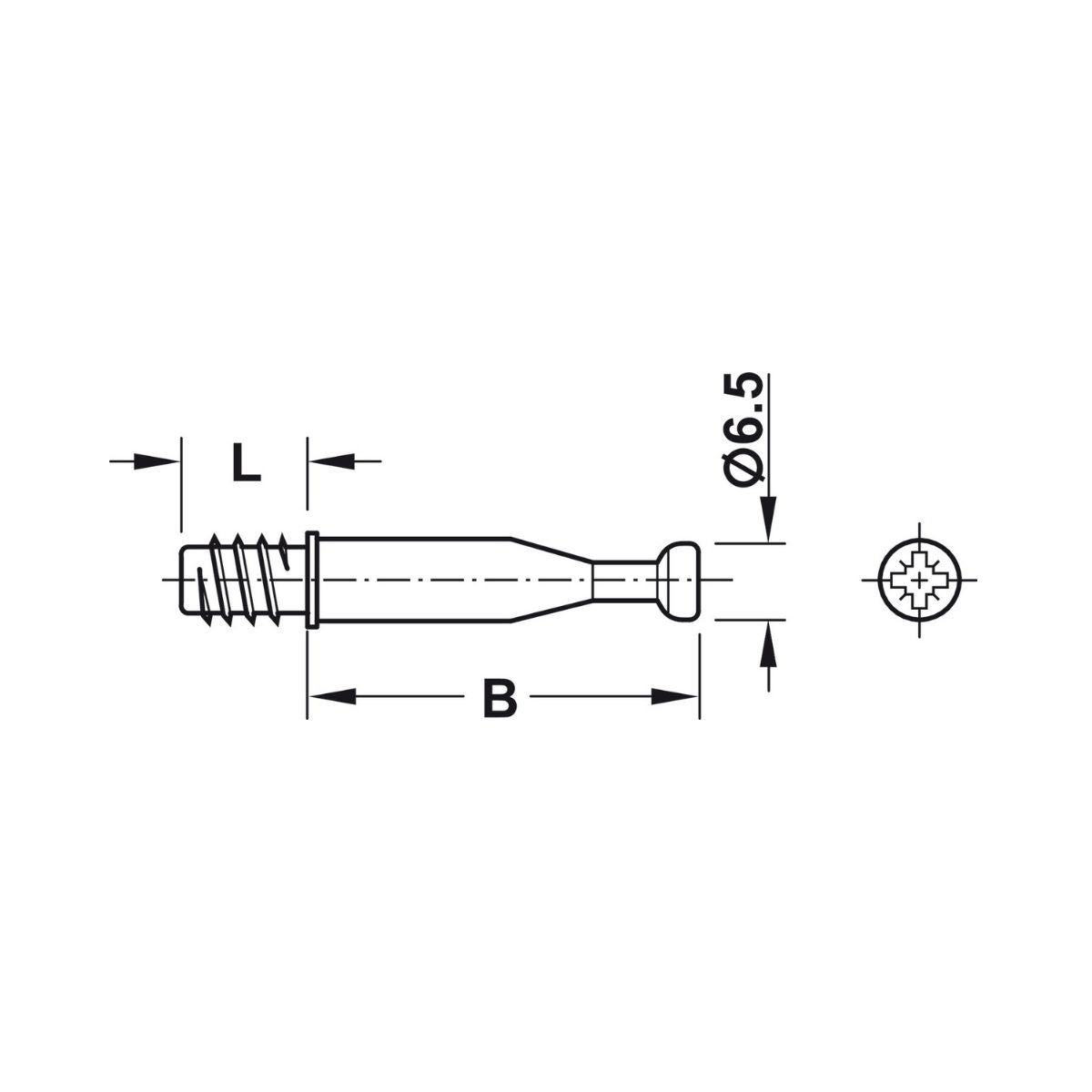 Bolt Hafele Minifix S300 zincat 5/34/11, otel, 262.28.462