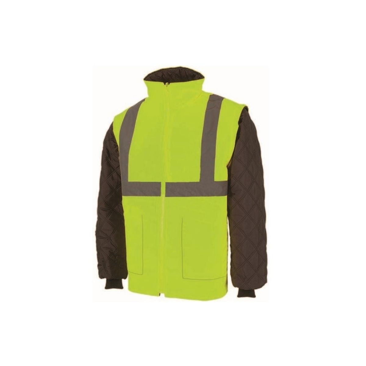 Jacheta vatuita Brighton, marime 3XL, matlasata, de tip 2 in 1, culoare galben fluorescent