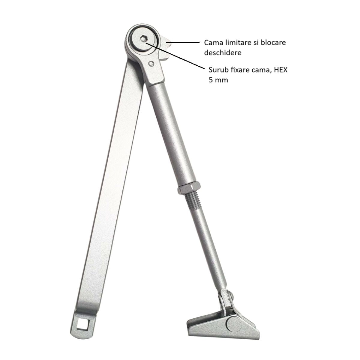 Amortizor usa hidraulic cu brat fixabil, Eco Schulte Newton TS 20 , latime usa pana la 1250 mm, forta inchidere EN 2/3/5, culoare argintiu