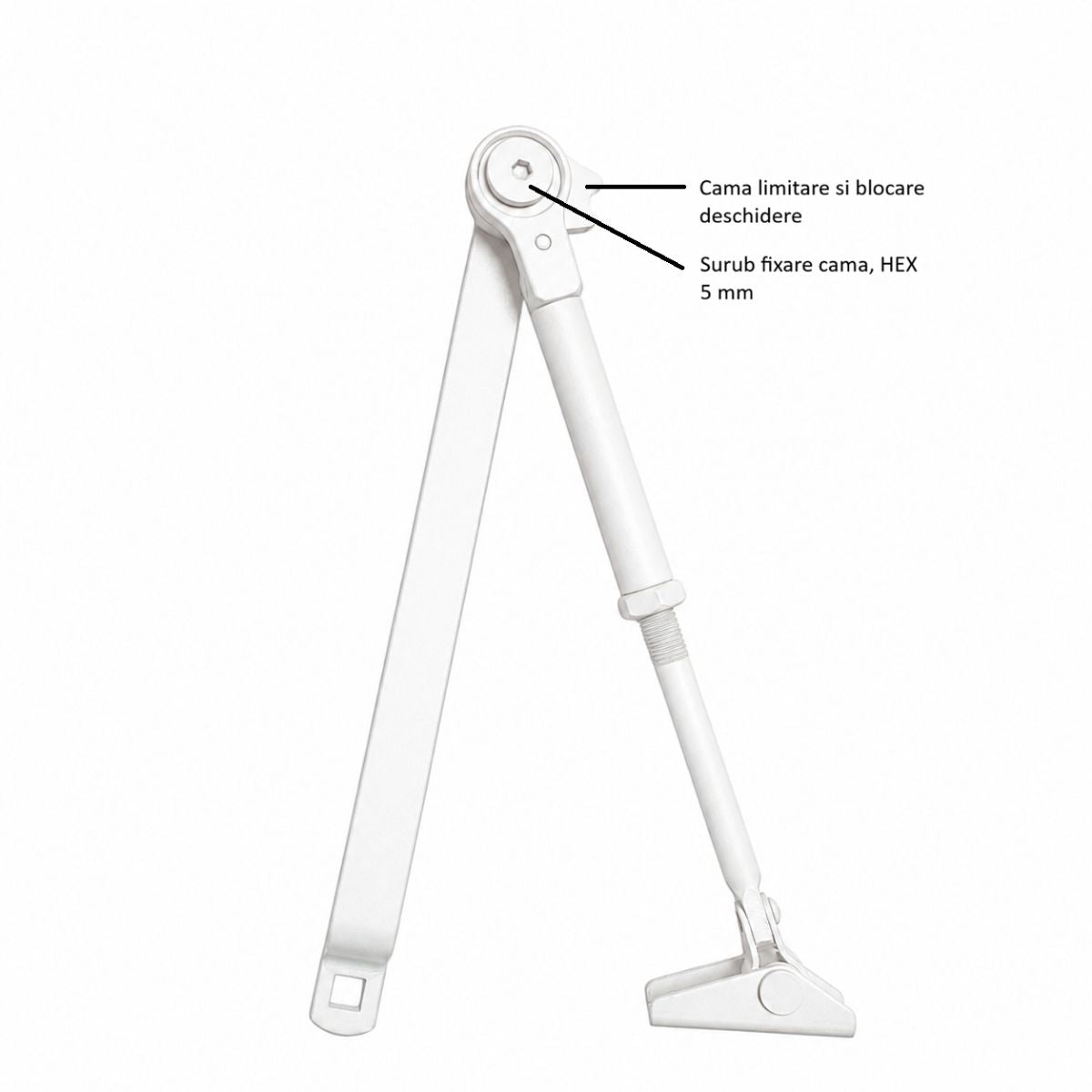 Amortizor usa hidraulic cu brat fixabil, Eco Schulte Newton TS 20 , latime usa pana la 1250 mm, forta inchidere EN 2/3/5, culoare alb