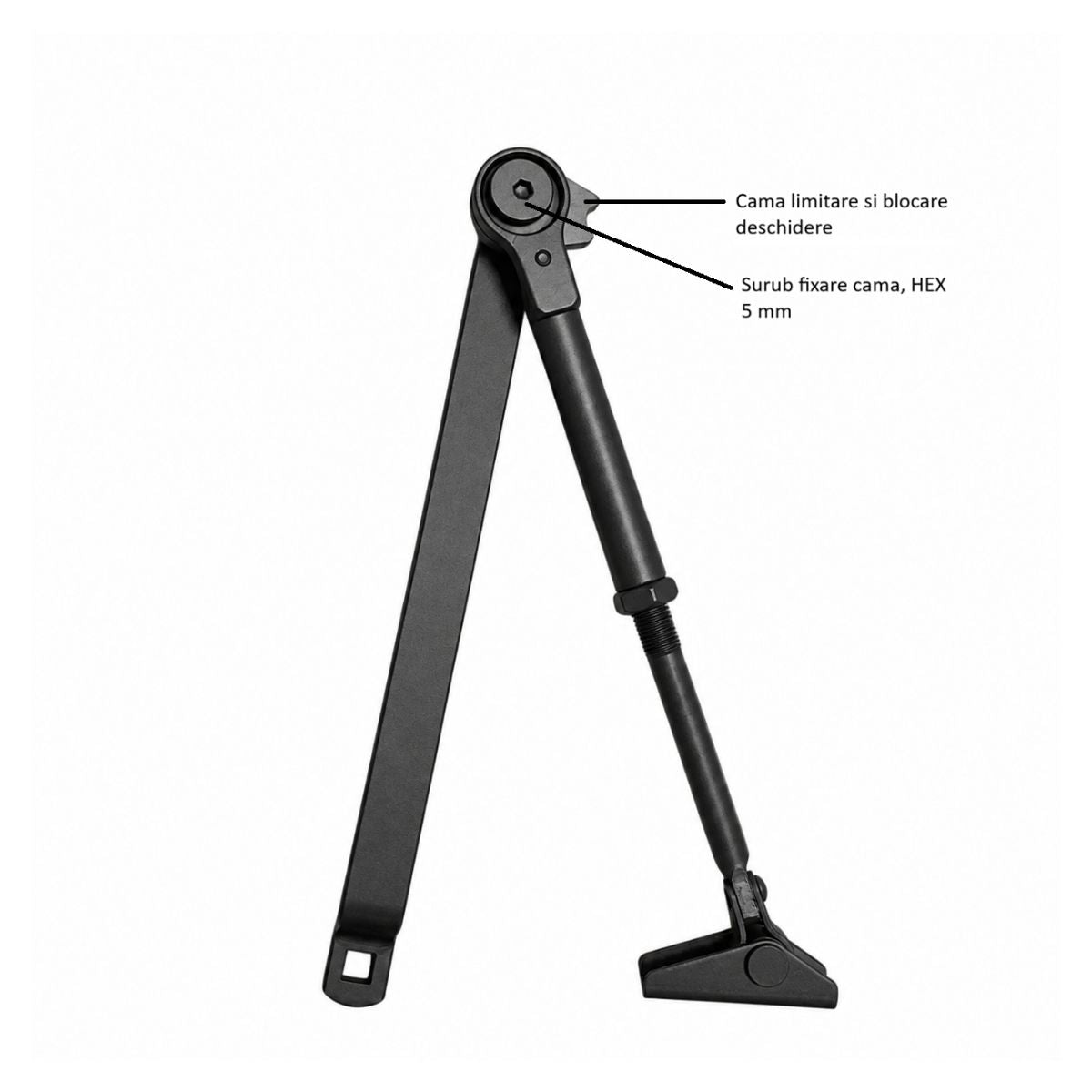 Amortizor usa hidraulic cu brat fixabil, Eco Schulte Newton TS 20 , latime usa pana la 1250 mm, forta inchidere EN 2/3/5, culoare negru