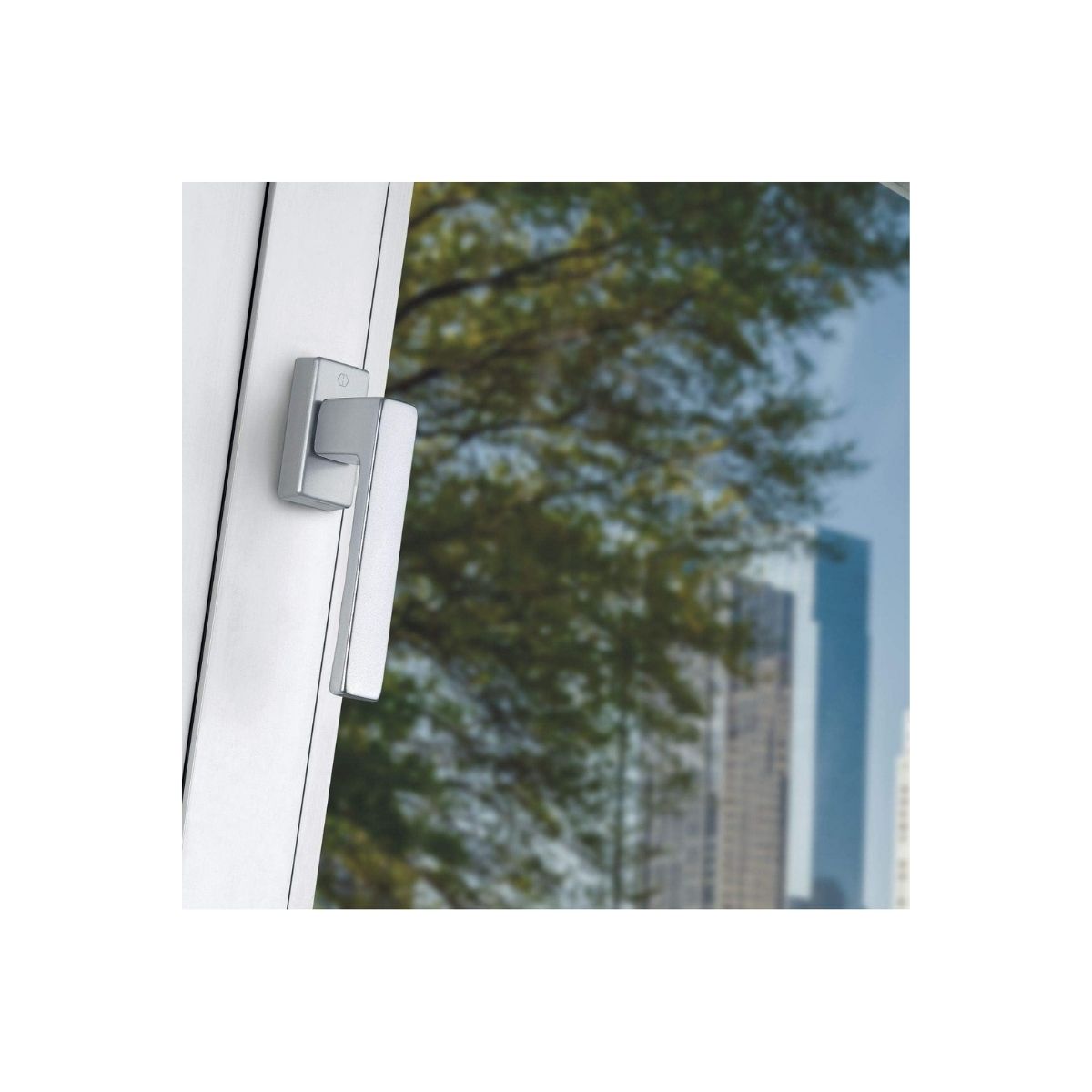 Maner geam termopan, Hoppe Toulon, aluminiu, functie Secustik, index  la 45 de grade, patrat variabil 7/32-42 mm, culoare argintiu F1