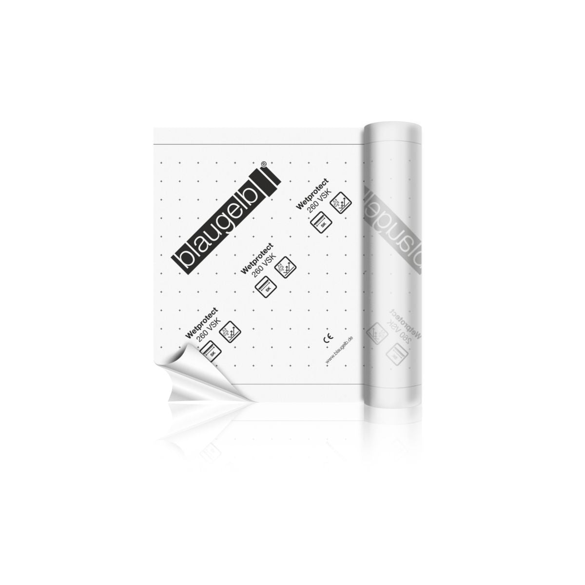 Membrana de protectie cladiri blaugelb Wetprotect 260 VSK, multistrat cu difuzie, autoadeziva pe toata suprafata, dimensiune 1.5M x 50M