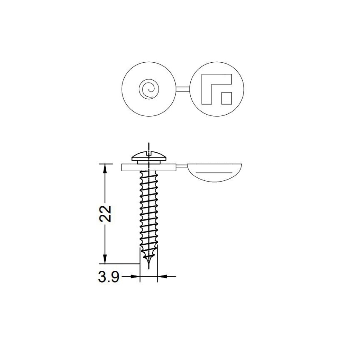 Surub montaj pervaz Gutmann, 3.9 x 22 mm, inox, TORX, capac alb