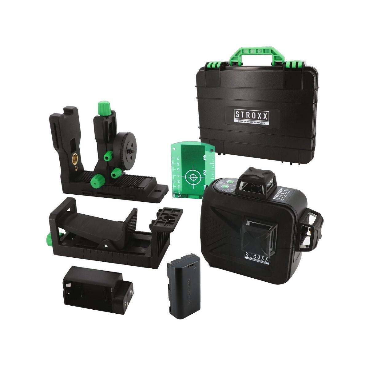 Laser 3D cu linii verzi STROXX, vizibilitate ridicata, clasa de protectie IP54, 101-476