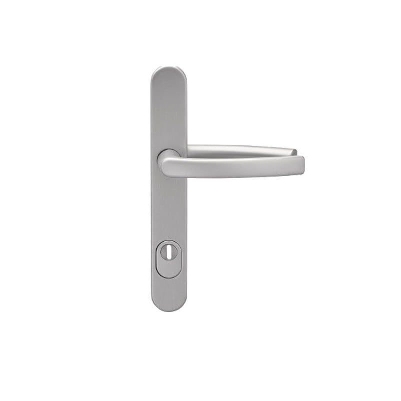 Maner usa termopan, blaugelb DGT35, exterior, 92 x 35 mm cu scut pentru cilindru, material inox mat, fara accesorii de prindere