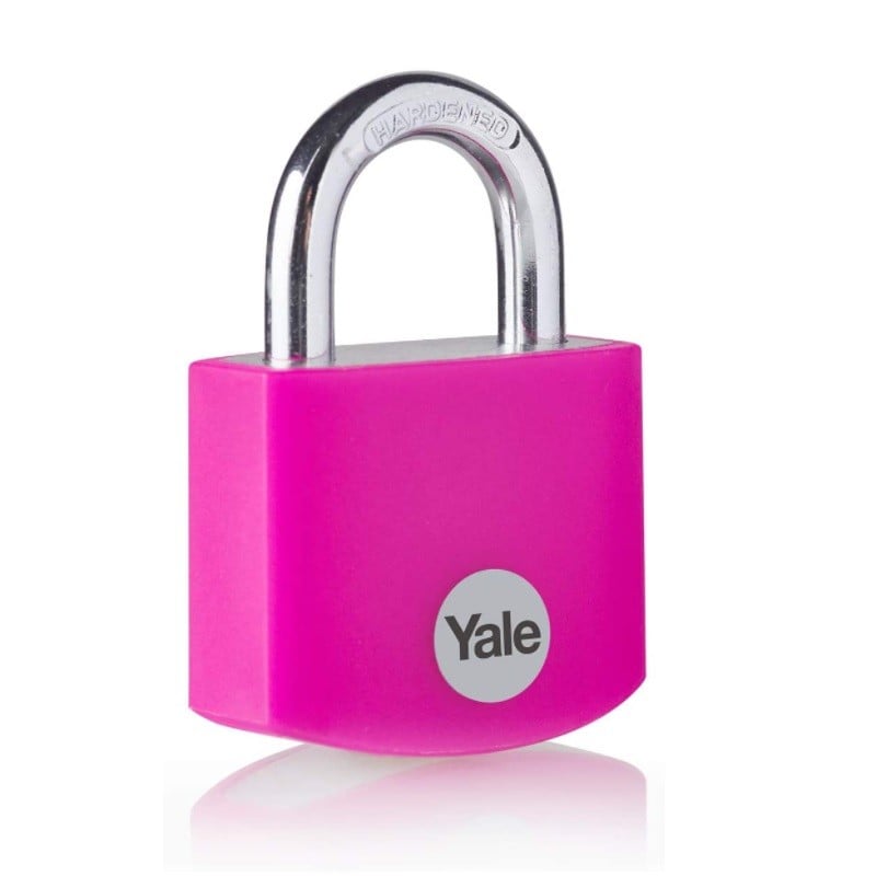 Lacat Yale din aluminiu corp 32 mm, veriga standard, nivel standard de protectie, culoare roz YE3B/32/116/1/P