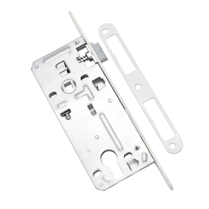 Broasca ingropata Yale pentru usi de interior din lemn orificiu pentru cilindru, dornmass 43 mm, interax 90 mm culoare alb