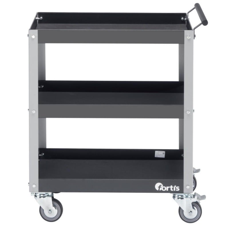 Carucior FORTIS din tabla de otel cu 3 nivele utile 4 roti sarcina pe raft 50 kilograme