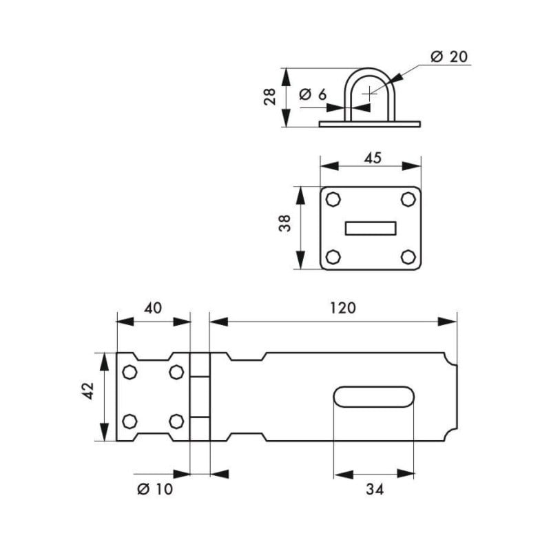 Suport pentru lacat din otel zincat Thirard 125 mm