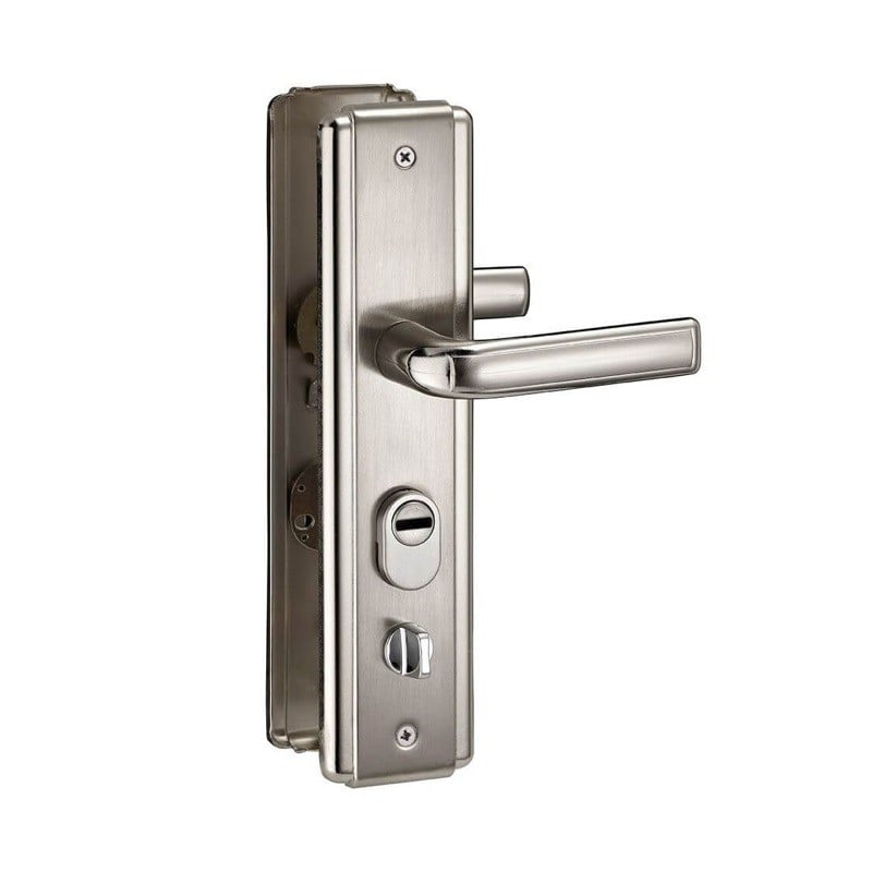 Maner pentru usa metalica, Thirard, pentru broasca incastrata stanga, cu sild si arc, culoare argintiu anodizat, 68x60 mm