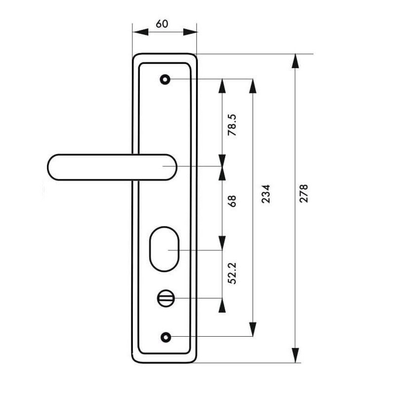 Maner pentru usa metalica, Thirard, pentru broasca incastrata stanga, cu sild si arc, culoare argintiu anodizat, 68x60 mm