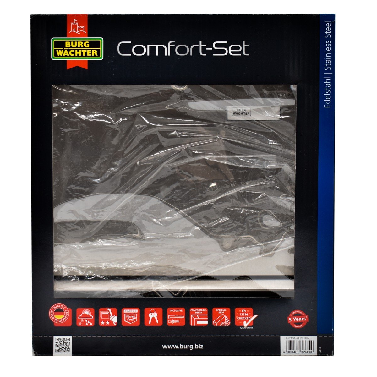 Cutie postala Premium BURG-WACHTER model Comfort-Set 32130 din inox cu incuiere 2 chei culoare inox 380 x 440 x 148 mm