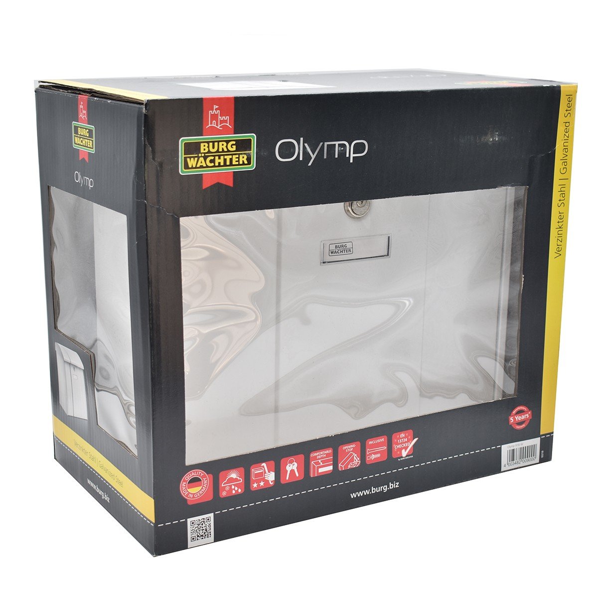 Cutie postala Premium BURG-WACHTER model model Olymp 916 din plastic cu incuiere 2 chei culoare alb 360 x 389 x 193 mm