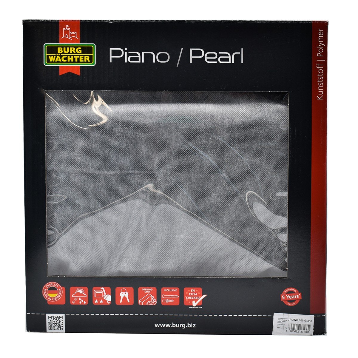 Cutie postala Premium BURG-WACHTER model Piano 886 din plastic cu incuiere 2 chei culoare granit lucios 400 x 380 x 178 mm