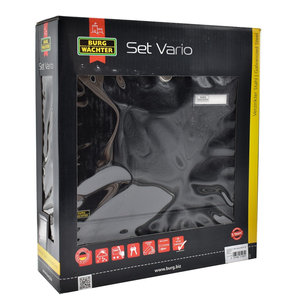 Cutie postala Premium BURG-WACHTER model Vario-Set 86720 din otel galvanizat cu incuiere 2 chei culoare negru 420 x 377 x 115 mm