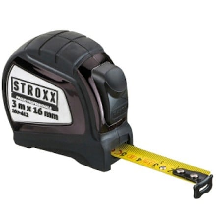 Ruleta cu banda pentru masurare, STROXX, cu blocare, magnet si carlig, lungime 3 m, latime banda 16 mm