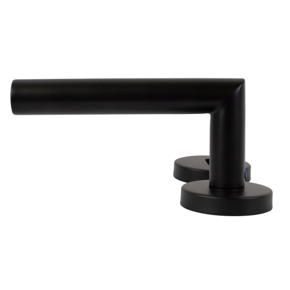 Maner usa de interior STROXX, cu rozeta pentru cheie, maner la 90 de grade, material inox, culoare negru mat