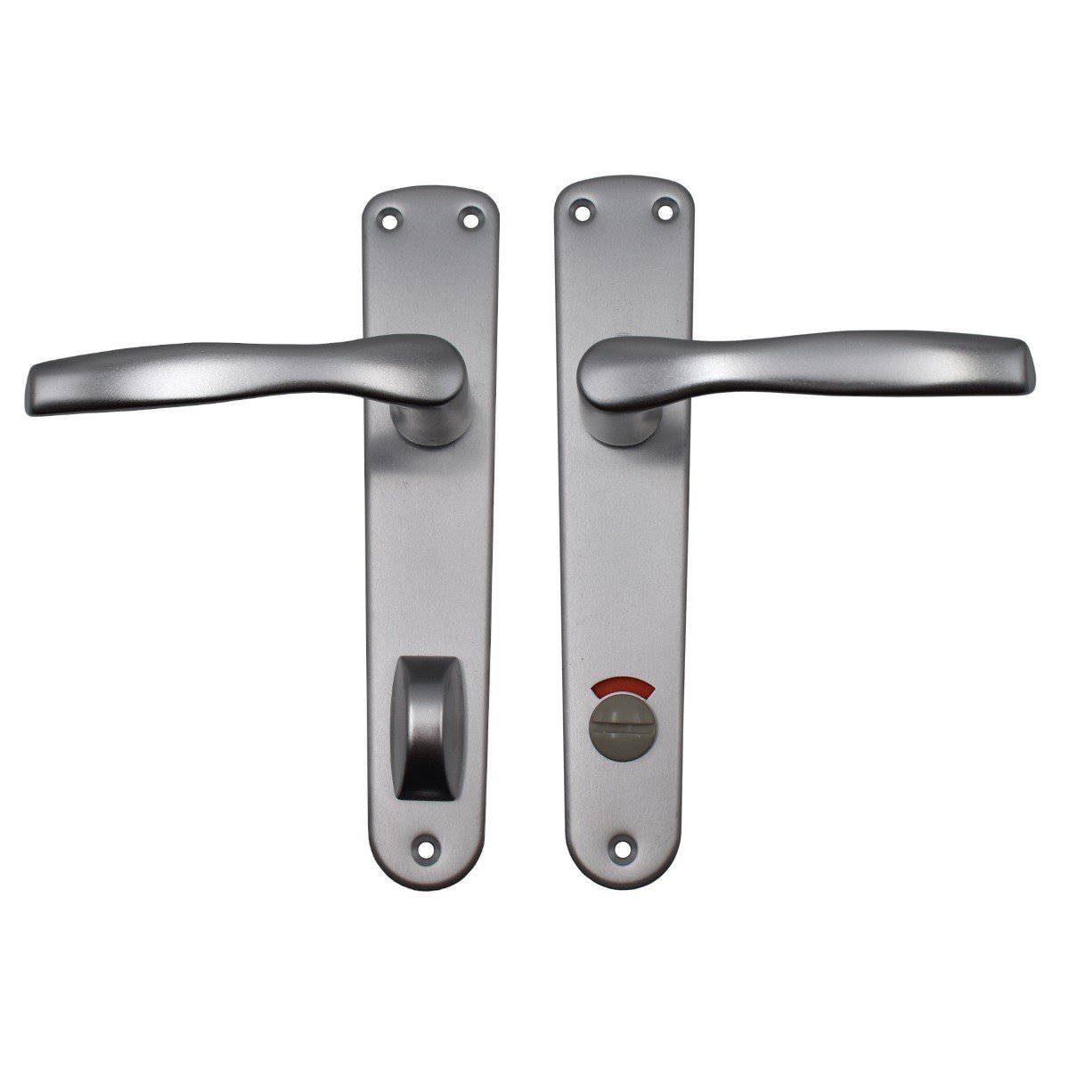 Maner usa interior, Hoppe Milano, cu sild pentru WC, material aluminiu, culoare argintiu, 90 x 32 mm