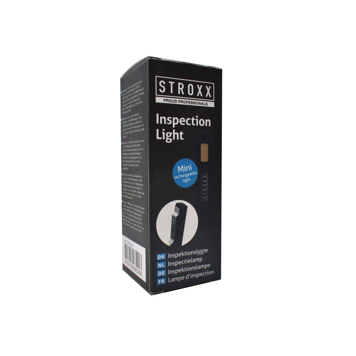 Lanterna mini STROXX 300 lumeni cu acumulator si incarcare micro USB culoare neagra