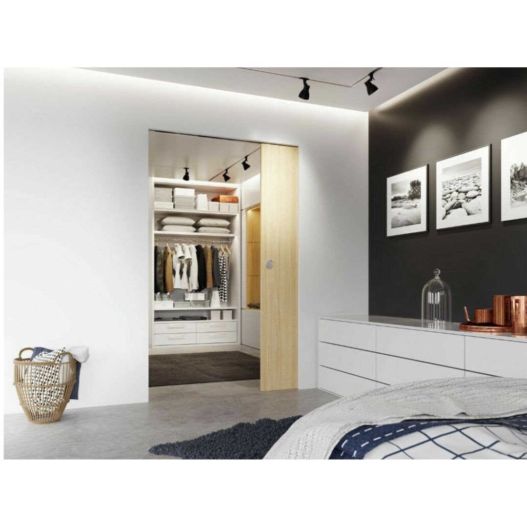 Set sina glisare GEZE Rollan 40 NT pentru usi din lemn, latime intre 500-1190 mm, lungime sina 2350 mm, culoare argintiu