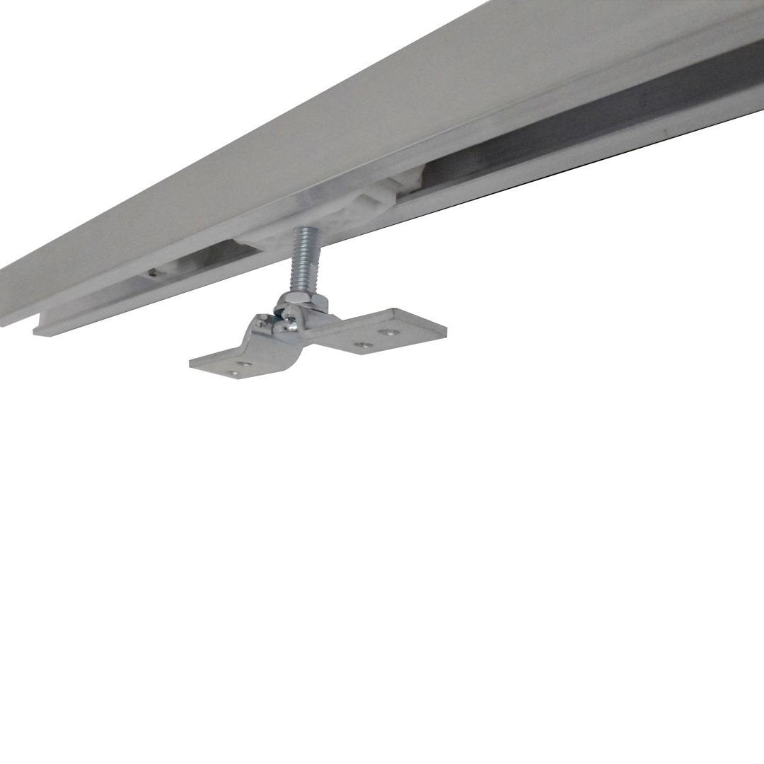 Set sina glisare GEZE Rollan 40 NT pentru usi din lemn, latime intre 500-590 mm, lungime sina 1150 mm, culoare argintiu