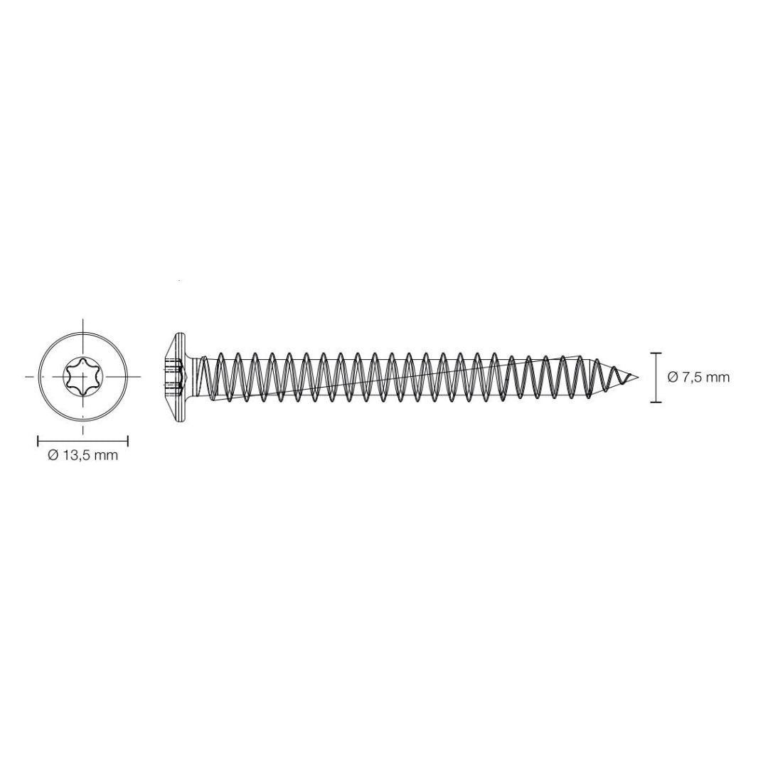 Surub montaj, blaugelb, FK-T30 7.5x112 mm vz (100/set)