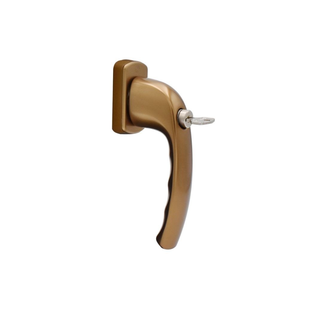 Maner fereastra, Hoppe New York, material aluminiu, culoare bronz, patrat 37 mm, cu cheie