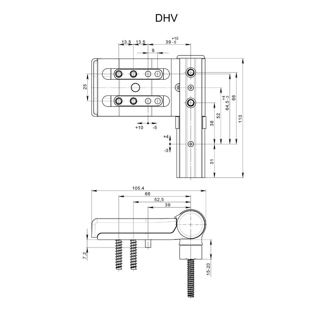 Balama usa termopan, DHV, pt usi PVC, inaltime cercevea 15-20 mm, reglaj 3D, max 140 kg, culoare neagra RAL 9005
