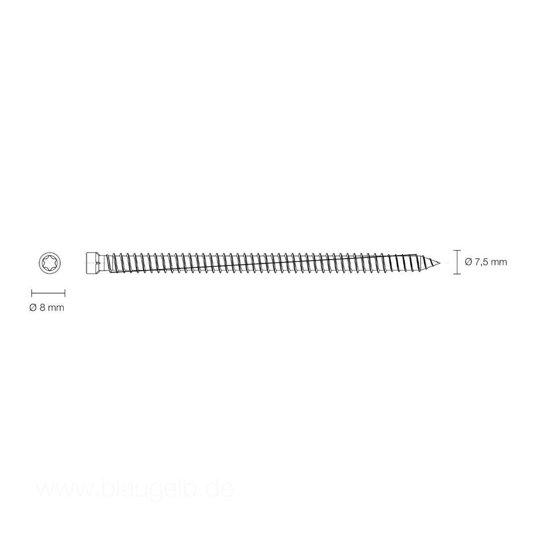 Surub montaj cu cap plat, Blaugelb, ZK-T30 7.5x 182 mm vz (100/set)