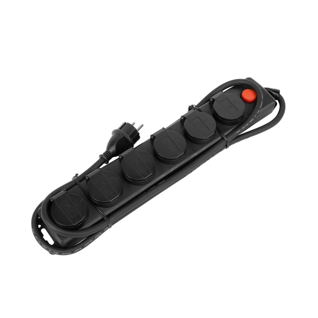 Prelungitor de curent STROXX cu 6 prize si impamantare, lungime 1.5 metri, protectie IP44