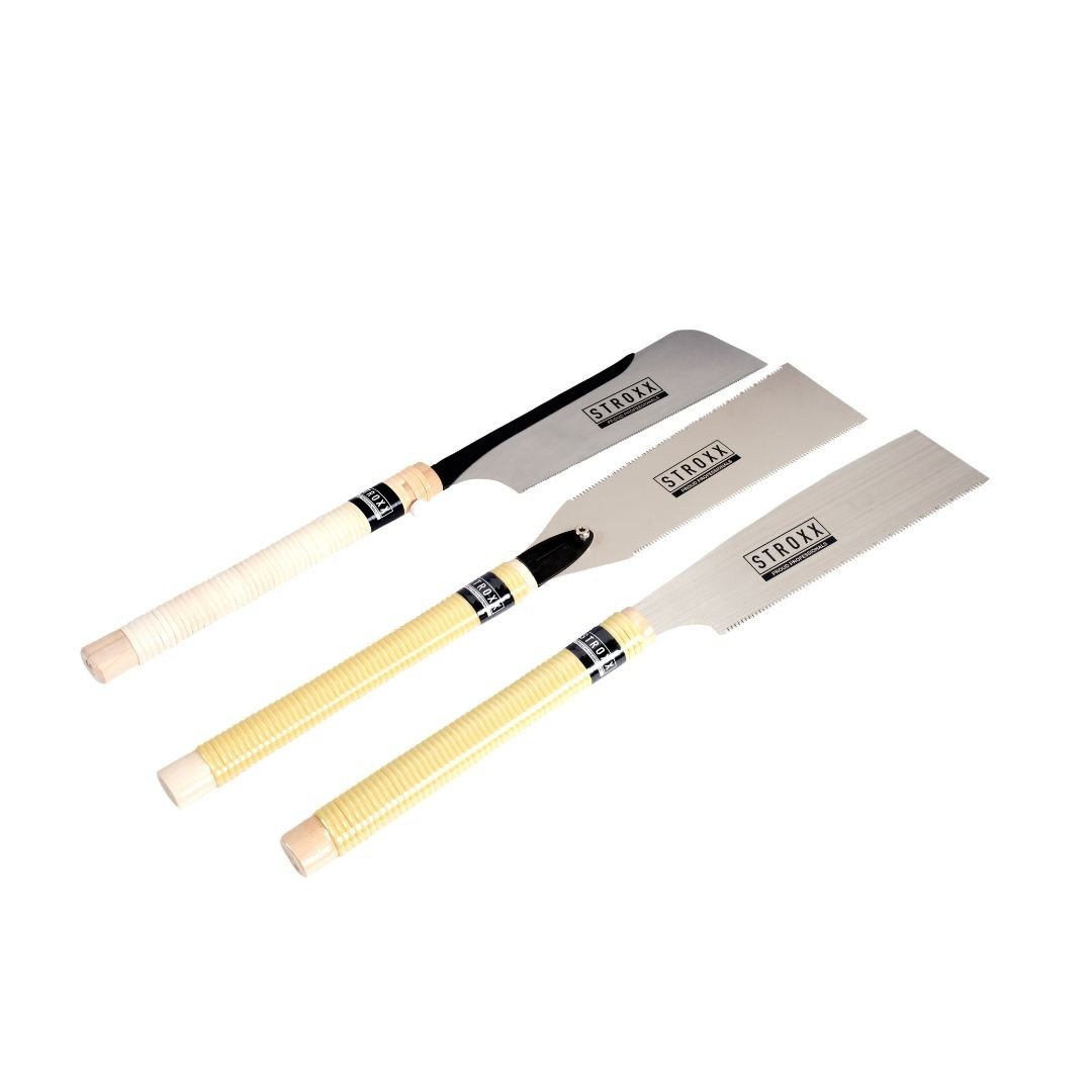 Set 3 fierastraie japoneze STROXX tip DOZUKI, KATABA, RYOBA pentru taieri fine, lungime 240 mm