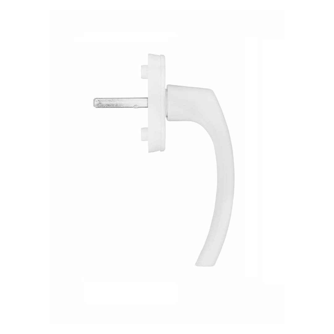 Maner de fereastra blaugelb FGS 1758 din aluminiu, patrat 43 mm, index la 90 de grade, culoare alb RAL9016