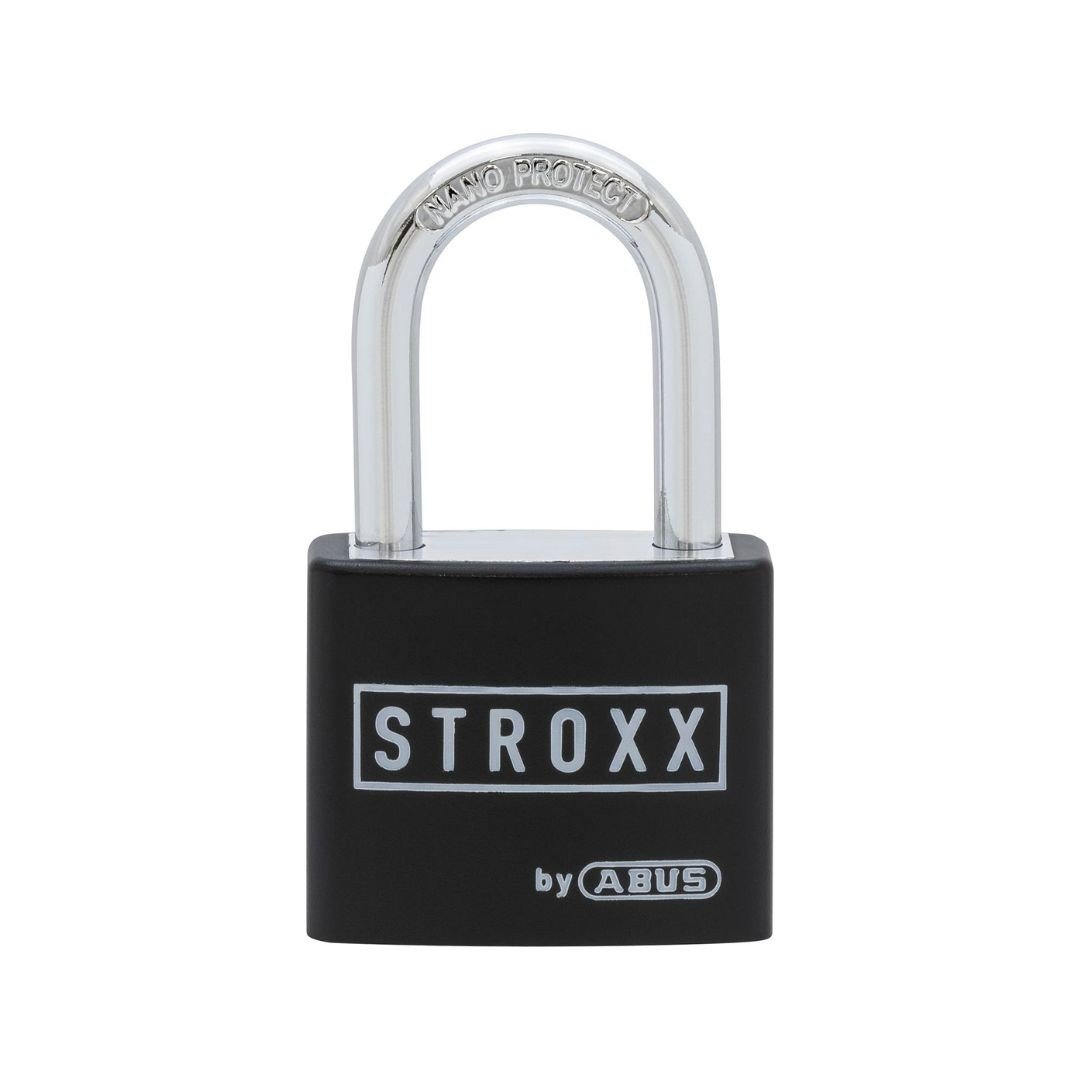 Lacat STROXX din aluminiu corp 30 mm, veriga standard, nivel standard de protectie, 2 chei, culoare negru