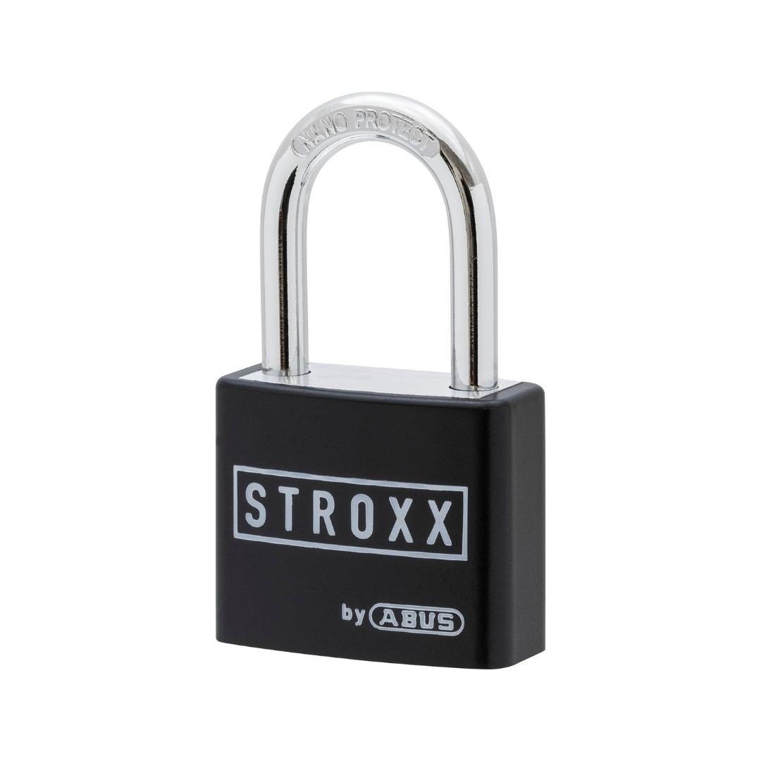 Lacat STROXX din aluminiu corp 30 mm, veriga standard, nivel standard de protectie, 2 chei, culoare negru