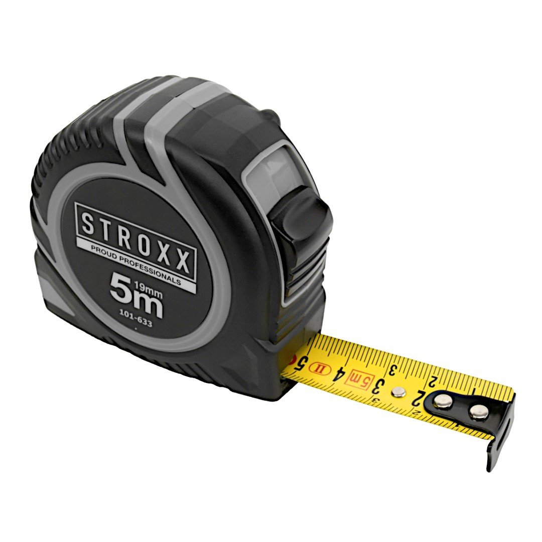 Ruleta cu banda metalica pentru masurare, STROXX, cu blocare si carlig, latime 19 mm, lungime 5 metri, 101-633