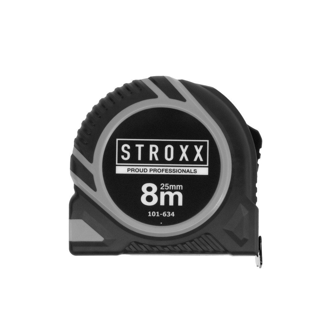 Ruleta cu banda metalica pentru masurare, STROXX, cu blocare si carlig, latimea benzii 25 mm, lungime 8 metri, 101-634