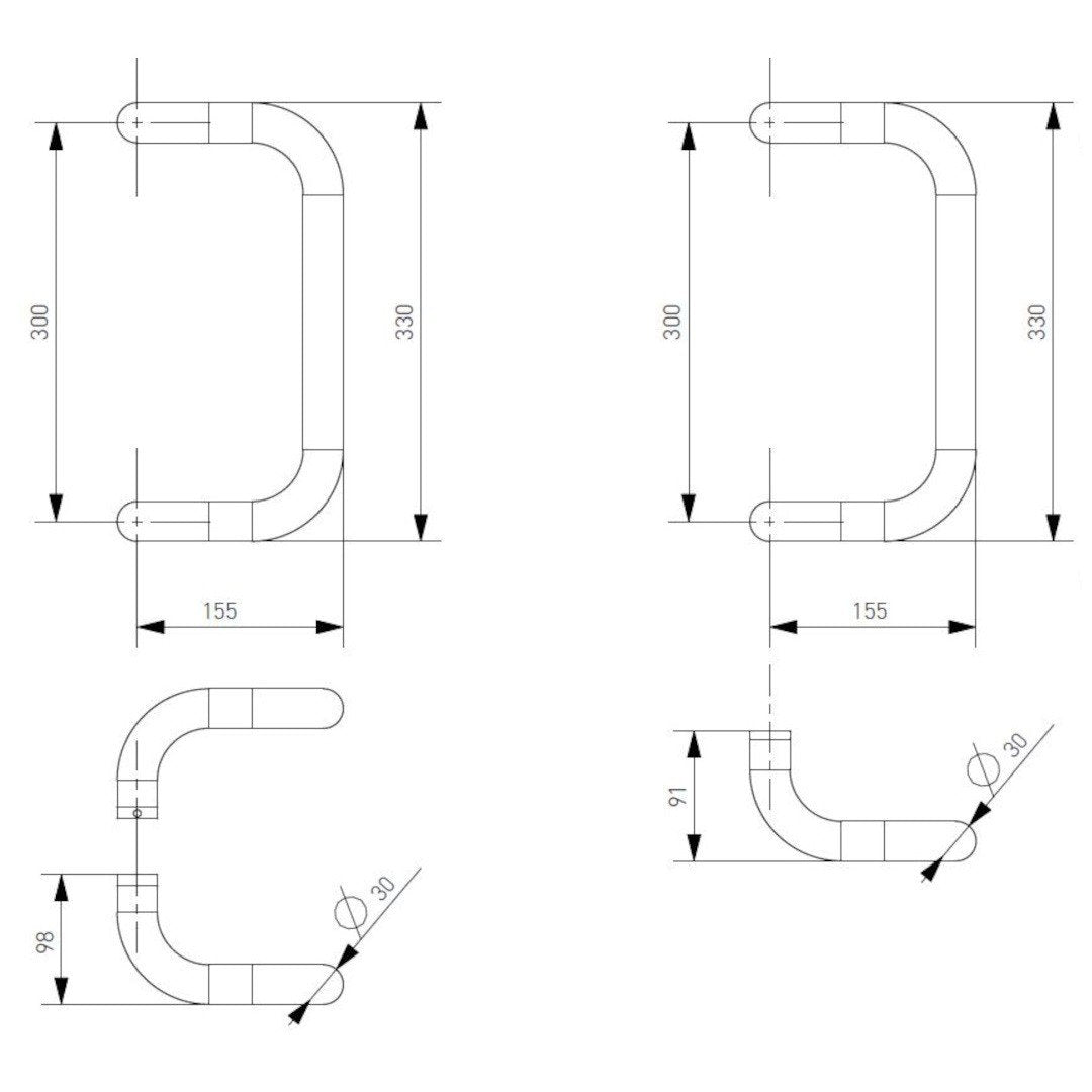 Set maner spatial Medos aluminiu diametru 30 mm lungime 330 mm, rectangular, culoare bronz fara accesorii de prindere