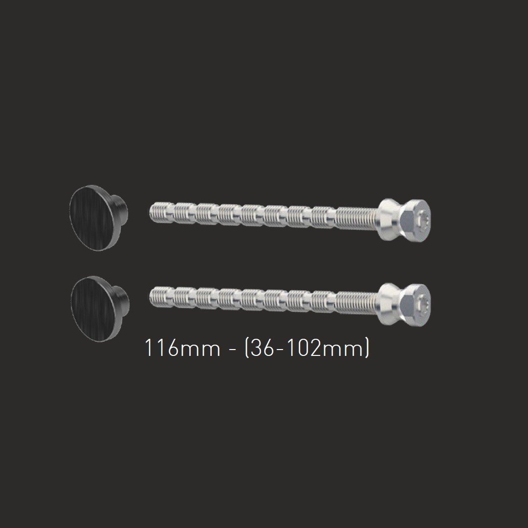 Set suruburi metrice cu rozeta neagra, pentru fixarea manerelor spatiale MEDOS pe o singura parte pe usi din PVC, aluminiu, lemn