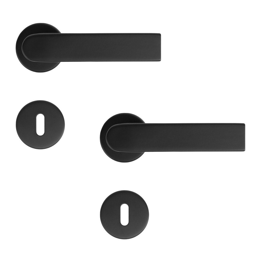 Maner usa interior STROXX LUCA cu rozeta rotunda pentru cheie, material inox, culoare negru mat