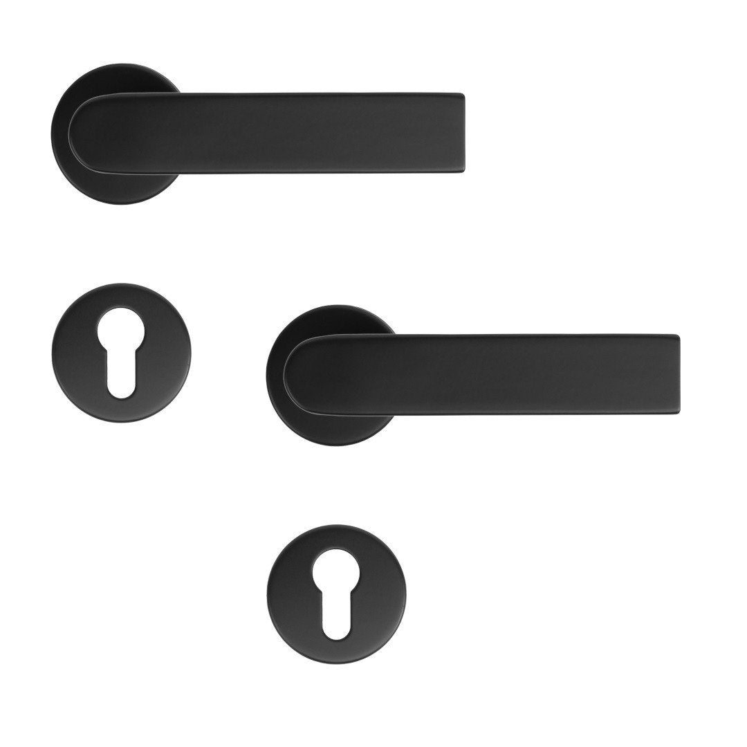 Maner usa interior STROXX LUCA cu rozeta rotunda pentru cilindru, material inox, culoare negru mat