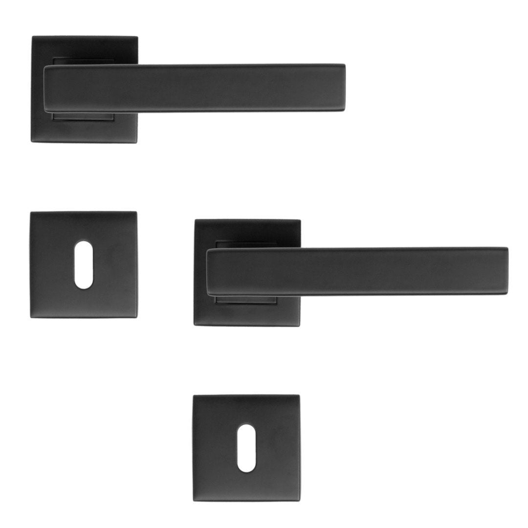 Maner usa interior STROXX MARTIN cu rozeta patrata pentru cheie, material inox, culoare negru mat