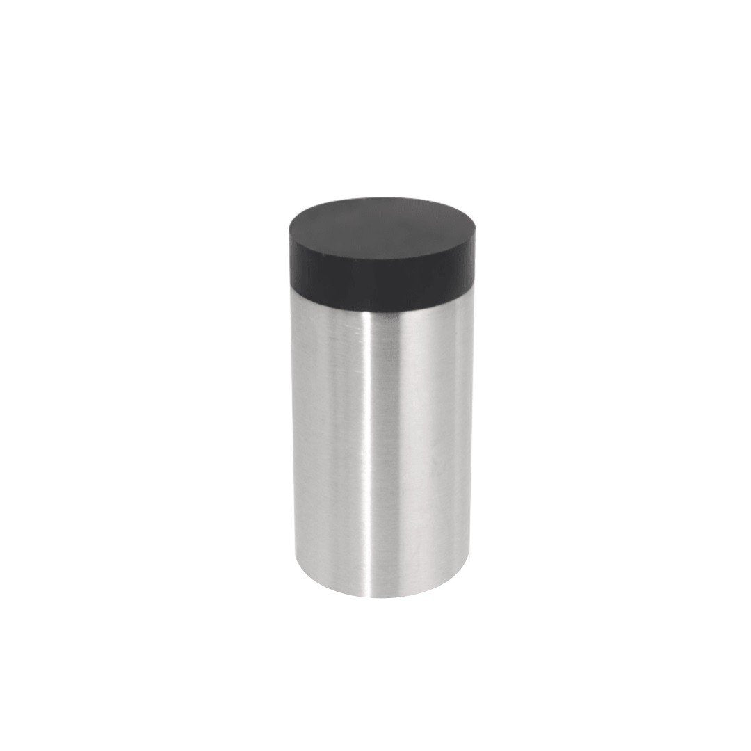 Opritor de usa fara talpa STROXX din inox mat cu tampon din cauciuc negru, lungime 60 mm, diametrul 30 mm