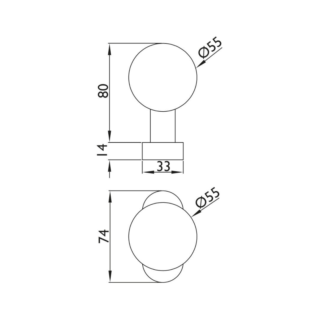 Maner tragator cu bila din inox blaugelb pentru usi din aluminiu sau PVC cu rozeta si suruburi de fixare invizibile