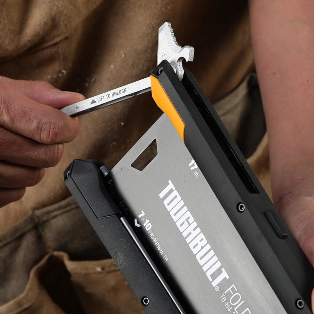 Fierastrau pliabil ToughBuilt TB-H4-21-2X, cu doua lame taietoare si dinti densitate diferita, lungime totala 60.3 cm