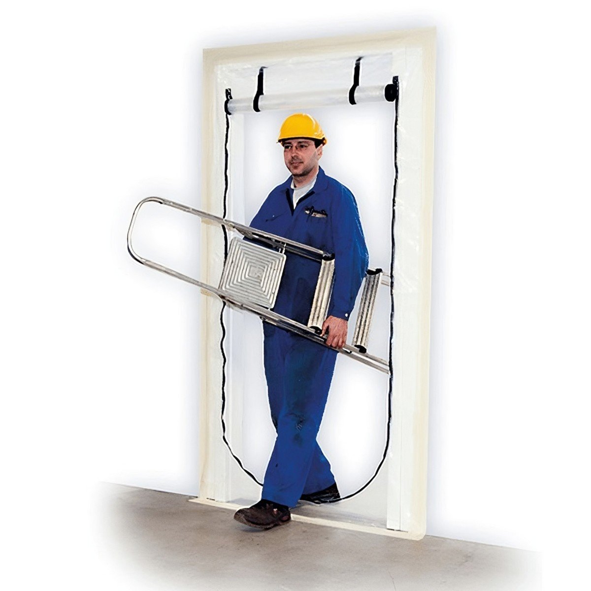 Usa de protectie impotriva prafului JAFO, din folie PVC, dimensiune 210 x 110 cm, cu cale de acces in forma de U