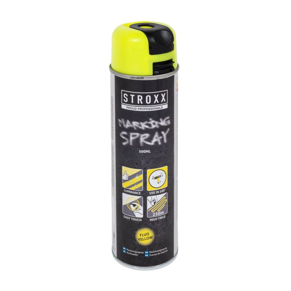 Vopsea spray STROXX pentru marcaj, culoare galben fluorescent, capacitate 500 mililitri