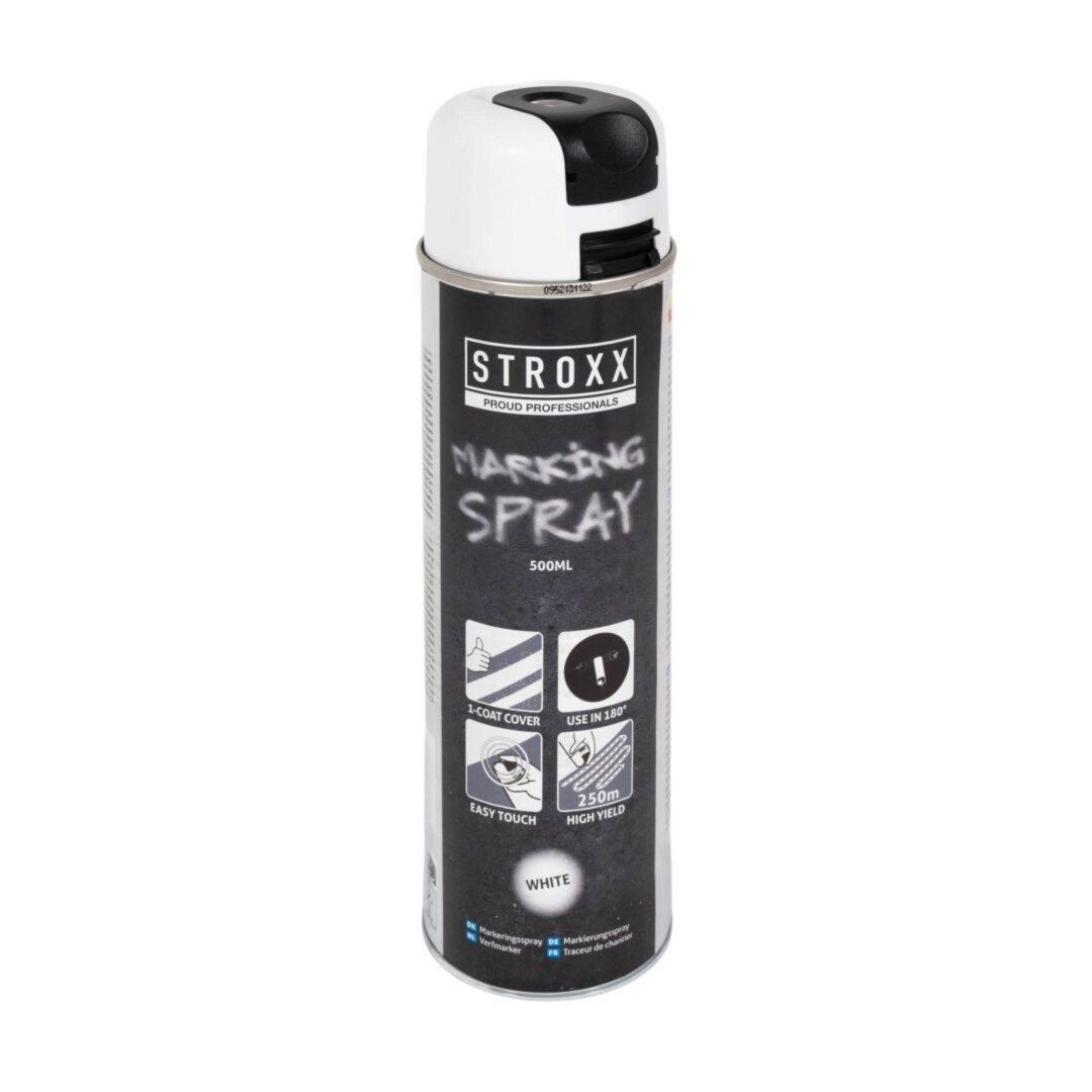 Vopsea spray STROXX pentru marcaj, culoare alb, capacitate 500 mililitri